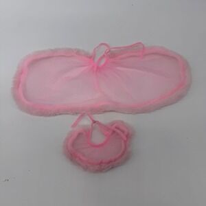 1981 Pink & Pretty Barbie‎ Cape Clothes Tie Back Sheer Cape Skirt Faux Fur